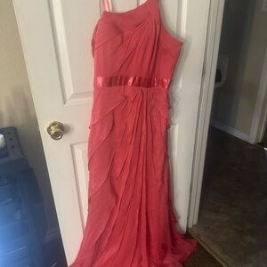Adrianna Papell One-Shoulder Coral Dress